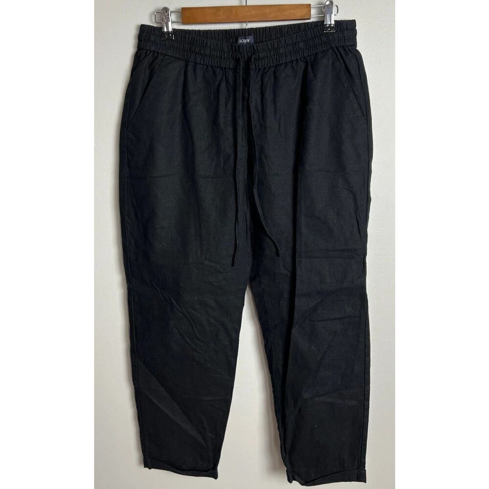 J.Crew Linen-Cotton Blend Drawstring Pant Black Size 8 AW839 Women’s